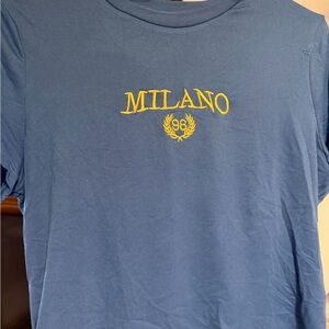 Milano Blue Tee with Yellow Embroidery